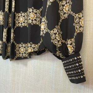 Alfani•Diamonds & Gold Long Sleeve Blouse•Sz L